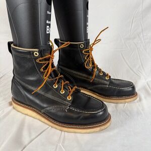 Thorogood American Heritage 6" Moc Toe Black Leather Work Boots 814-6201 Men 9.5